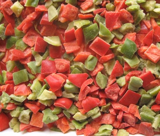 Gefrorene, gemischte, geschnittene süße Paprika in 3 Farben